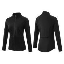 Veste de yoga en nylon peluche pour femme, fermeture éclair intégrale, extensible, noire, taille XXL