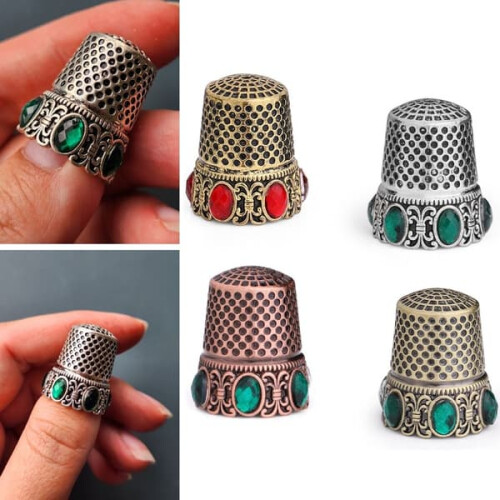 Vintage sewing thimble green finger protector 1 piece 2