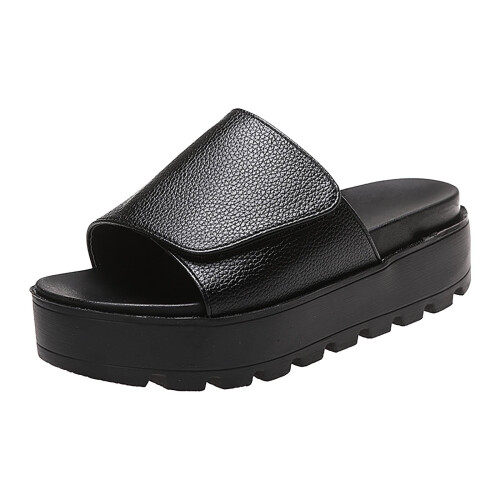 Schwarze Damen-Plateau-Slipper mit dicker Sohle, Größe 41 1
