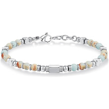 Women's Beaded Boho Bracelet Silver Gold 7+1 inch