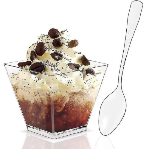 Mini dessert cups with spoons 2 oz 100 pcs 2