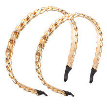 Vintage goldene Metallketten-Haarreifen für Damen (2 Stück)