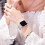 Apple Watch metal strap with three pearl diamonds silver 5