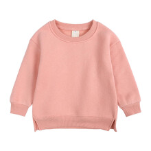 Kids' round neck fleece pullover sweater solid color