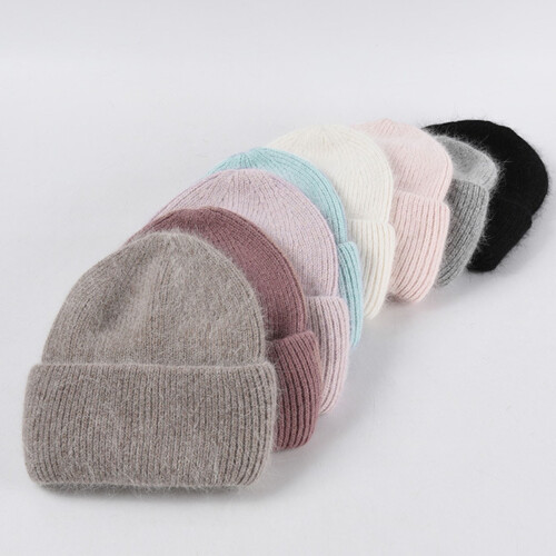 Unisex-Strickmütze, doppellagig, warm, Wintermütze