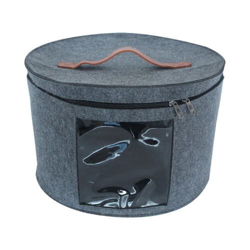 Rund, foldbar hattekasse, grå, mellem