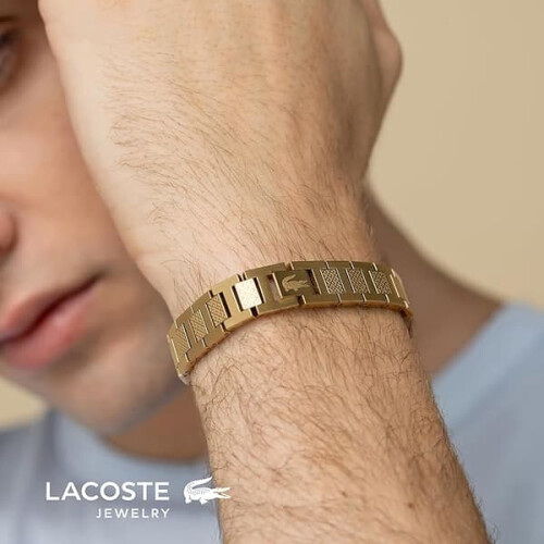 Stainless Steel Link Bracelet with Petit Piqué Pattern 1