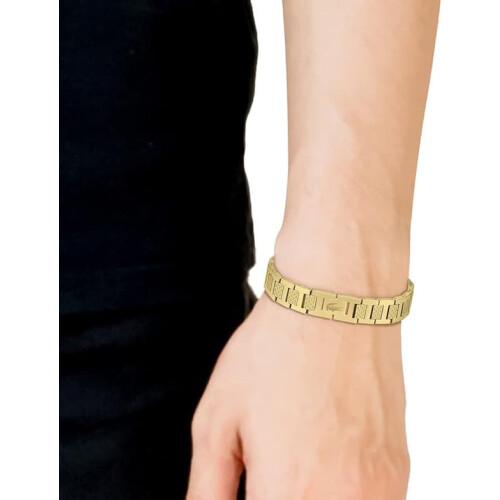Stainless Steel Link Bracelet with Petit Piqué Pattern 2