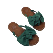 Sandale de vară pentru femei, cu toc jos, flip-flops de zi, sandale de plajă, cu decor de fundă, boem, sandale romane, casual, talpă de cauciuc,
