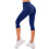 Calça legging capri feminina de cor sólida com cintura elástica. 3