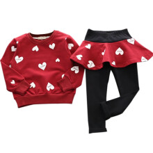 Meisjes sweatshirt met hartjesmotief en tutu rokje set (2 stuks)