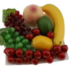 Kunstig frugtdekoration fersken drue banan kirsebær citron