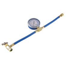 Air Conditioner A/C Oil Injector Tool R134A Low Side Quick with Gauge Refrigerant Inflation Hose R12 R134A Adapter