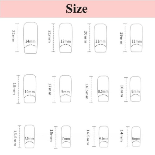 French false nails white tip medium square 24 pcs 1