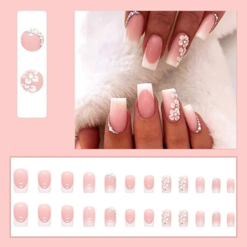 French false nails white tip medium square 24 pcs 2