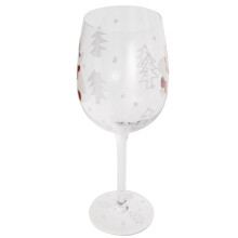 Ensemble de 1 verre à vin peint à la main, style gobelet de Noël