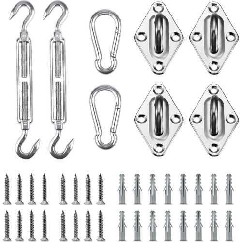 Kit de ferragens para vela de sombra, formato retangular/quadrado de 6 polegadas (316)