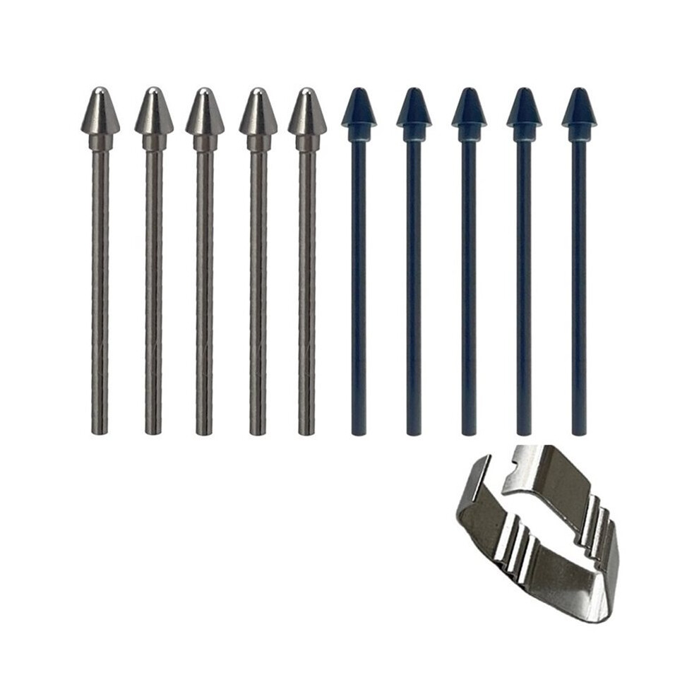 10Pcs Stylus Pen Nibs Replace For Tab S11/S11 Ultra 5Pcs Metal Nibs+5Pcs Nibs With Pen Clip Black 6032337705055