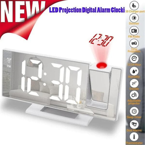 LED wall clock with ceiling projection, time and 2