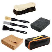 Car Cleaning Kit, Car Detailing Kit Interior Cleaner, Long Bristle Horse Hair Leather Cleaning Brush, Microfiber Cloth