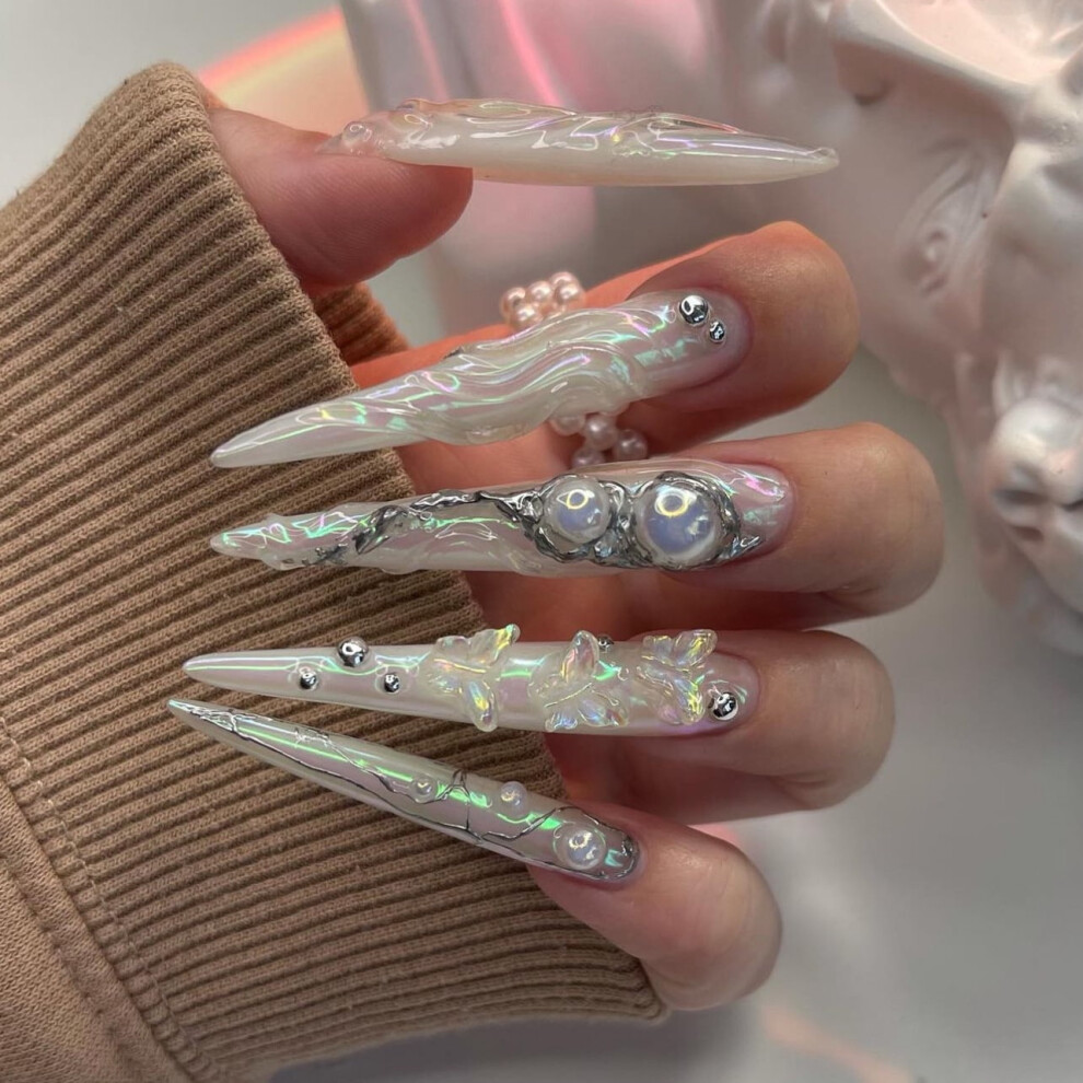 Y2K Goth Kawaii Press-On Nails 3D Gothic Design