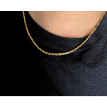 Gouden touwketting met diamantgeslepen afwerking, 2,5 mm, 45,7 cm
