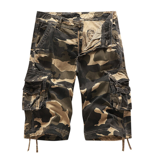 Bermuda Cargo Masculina de Algodão com Corte Relaxado e Estampa Camuflada (1 Par)