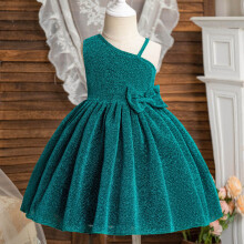 Robe de concours verte sans manches pour filles de 6 Ă 7 ans