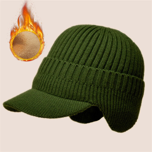 Chapéu estilo caçador com forro de lã, protetores de orelha e aba.