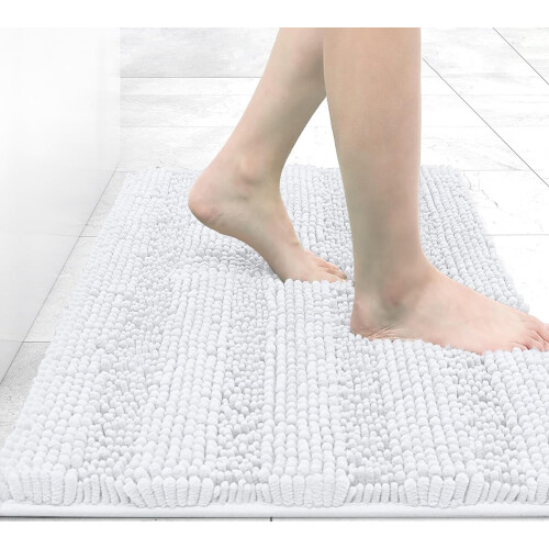 Chenille randig badrumsmatta 61x40 cm, extra tjock
