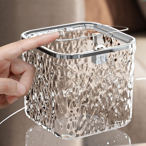Transparent badrumssoptunna med trycklock
