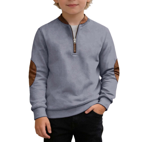 Boys Color Pullover Sweatshirt Long Sleeve Crewneck Fleece