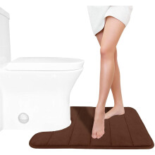 U-formet toiletmåtte i memoryskum, brun, 61 x 51 cm