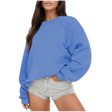 Oversize-Sweatshirt für Damen, langärmlig, einfarbig, Rundhalsausschnitt