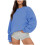 Oversize-Sweatshirt für Damen, langärmlig, einfarbig, Rundhalsausschnitt 1