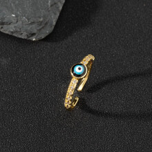 Vintage ring met boze oog-emaille voor dames, met koperen zirkoon, verstelbaar.