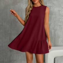 Robe d'été sans manches pour femme, coupe trapèze, mini-robe ample et décontractée