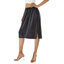 Women's satin half slip with lace trim