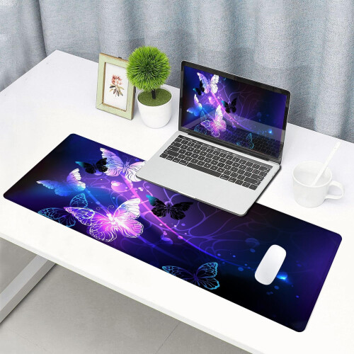 Mousepad gamer com borboleta roxa, 80 x 30 cm (31,5 x 11,8 polegadas) 1