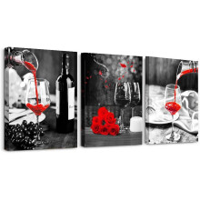 Ensemble de 3 décorations murales de cuisine en noir et blanc