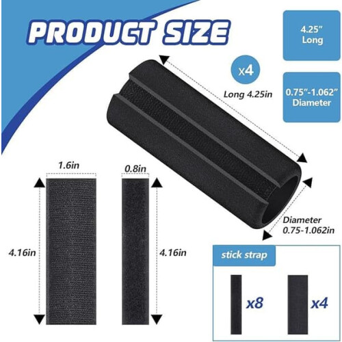 Universal Handle Grip NBR Rubber Foam Black 4 pcs 1