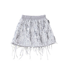 Girls Sequin Skirt with Fringe Silver 12M 7Y