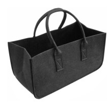 Sac à bûches pliable en feutre noir (1 pièce)