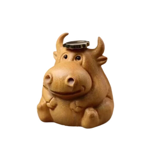 Abridor de garrafas em forma de vaca, feito à mão em madeira (1 peça).