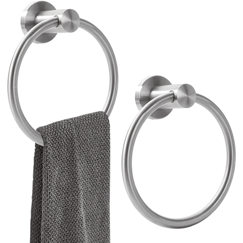 Handduksring i borstad nickel, rostfritt stål, 2-pack