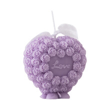 Rosenduftkerze, herzförmig, rosa, 7,6 x 7,6 cm