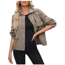 Veste en jean pour femme avec revers et poches