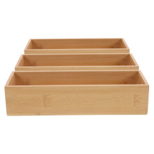Bamboe lade-organizer set, stapelbare houten trays, 3 stuks