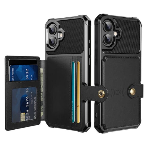 Compatível com iPhone 16 Plus - Capa elegante e resistente a impactos com compartimento para cartão, azul. 1