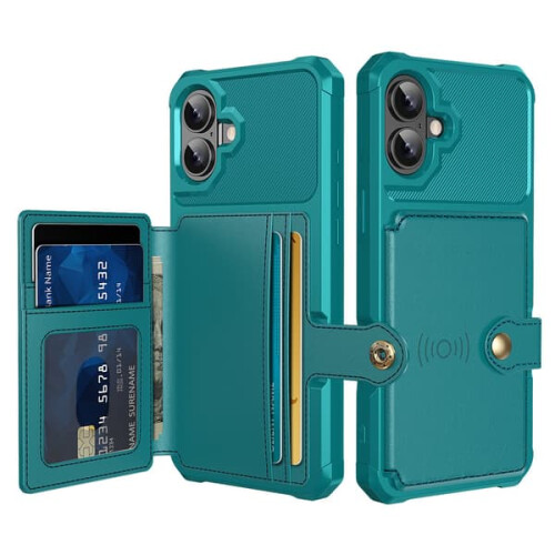 Compatível com iPhone 16 Plus - Capa elegante e resistente a impactos com compartimento para cartão, azul. 2